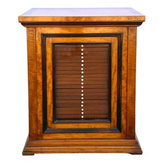 19th Century Flemish Burled Birch Glazed Door Microscope Slide Table Cabinet For Sale