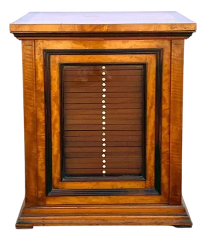 19th Century Flemish Burled Birch Glazed Door Microscope Slide Table Cabinet