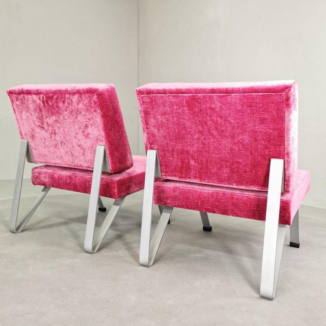 Set of Vintage Armchairs in Fuchsia Velvet, 1960s For Sale - Image 9 of 14
