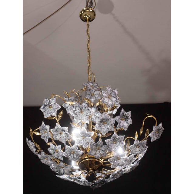 Murano Chandelier Full of Black Flowers, 1970s For Sale - Image 6 of 12