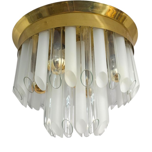 Mid-Century Ceiling Light with Glass Tubes by J. T. Kalmar for Kalmar Franken KG, 1970s For Sale