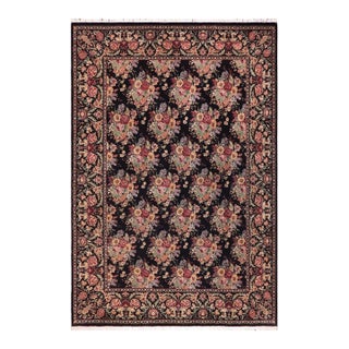 Floral 1990's Pak-Persian Black/Black Wool Rug - 9'1'' X 11'10'' For Sale