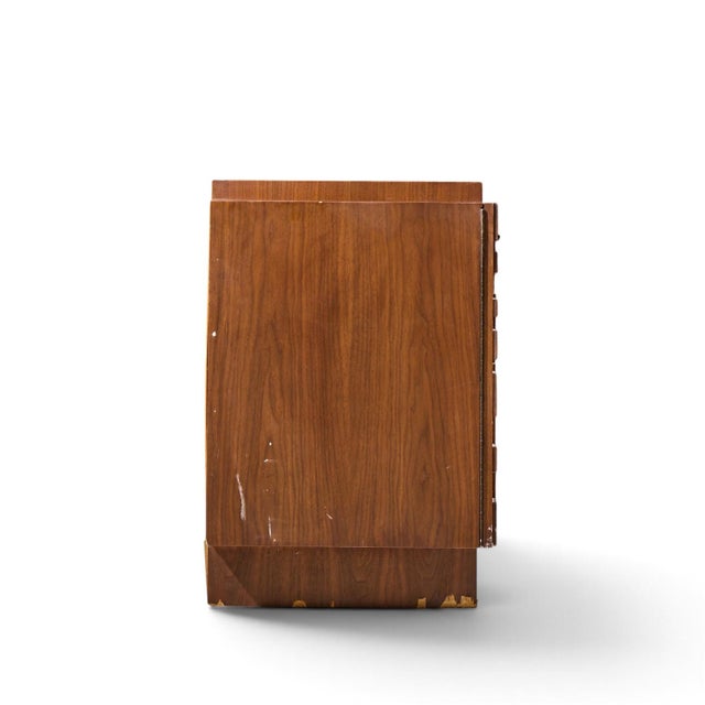 Lane Furniture Lane Brutalist Mid Century Walnut Lowboy Dresser For Sale - Image 4 of 9