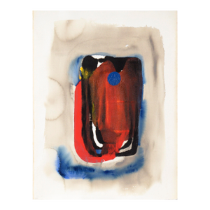 Monument in Red, Black, and Blue - Abstract Expressionist in Acrylic on Paper by Ricardo De Silva