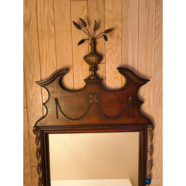 Hollywood Regency Mid 20th Century Tall Chippendale Style Mirror With Regency Flourish For Sale - Image 3 of 9