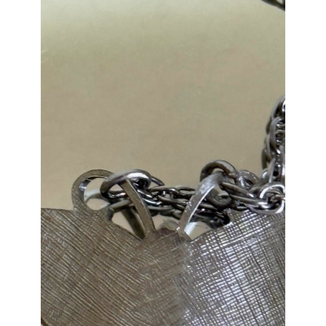 Vintage 1970s Silver Tone Butterfly Pendant Necklace With Purple Banded Agate Cabochon For Sale - Image 9 of 15