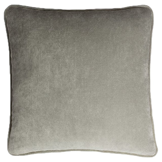 Happy Frame Light Grey Velvet Cushion Cover by LO Decor For Sale