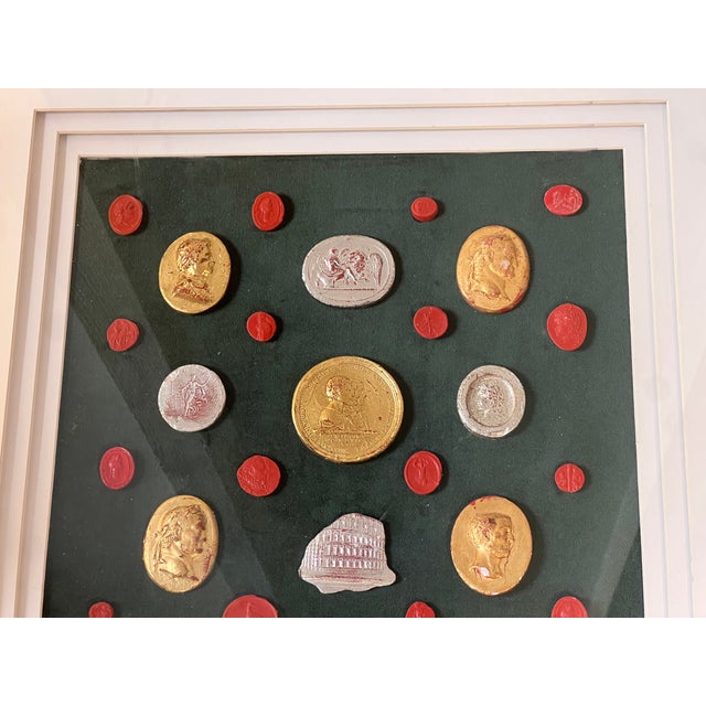 Grand Tour Grand Tour Neoclassical Gilded & Red Plaster Intaglio Set in Silvered Modern Frame For Sale - Image 3 of 6