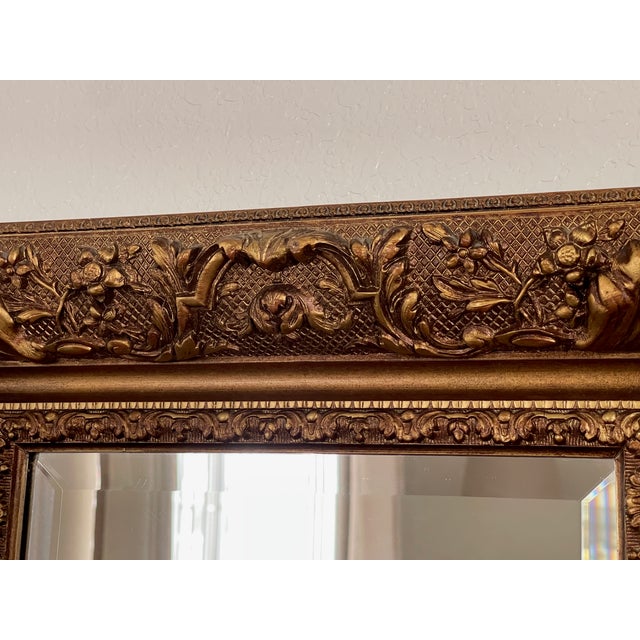 Mid Century Bella French Ornate Giltwood Beveled Wall Mirror For Sale - Image 11 of 18