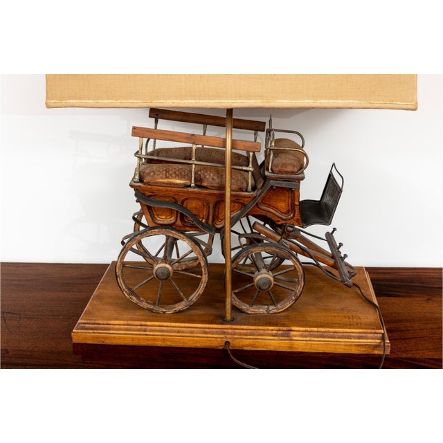 Antique Horse Drawn Stagecoach Wagon Mounted as Lamp For Sale - Image 4 of 10