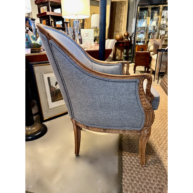 Wood Pair Empire-Style Barrel-Back Bergeres, C. 1935-1940's For Sale - Image 7 of 13