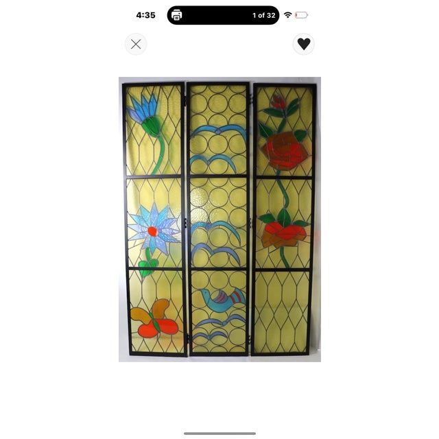 Glass 1970s Large Stained Glass Panels For Sale - Image 7 of 12