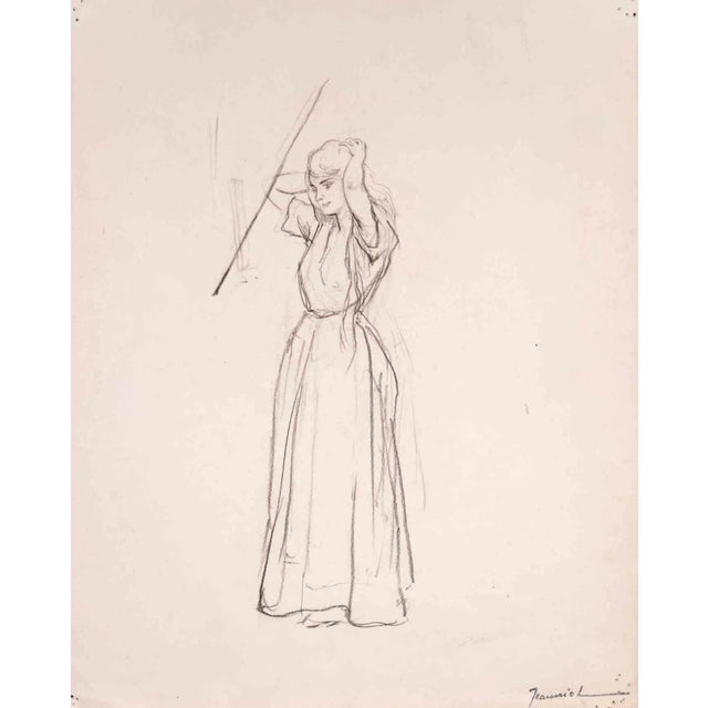 Pierre Georges Jeanniot, Figure, Drawing in Pencil, Early 20th Century For Sale