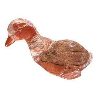 Baccarat France - Vintage Clear Crystal Mallard Duck Signed -Excellent Condition For Sale