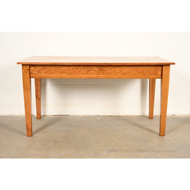 Antique Mission Oak Arts & Crafts Writing Desk or Library Table by A. J. Johnson & Sons, Circa 1900 For Sale - Image 12 of 13