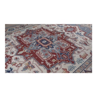 9x12 Ivory Medallion Traditional Hand Knotted Wool Carpet Rug For Sale