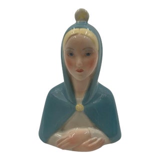 Rare Art Deco Lenci Torino Italian Ceramic Madonna Bust, 1930s For Sale