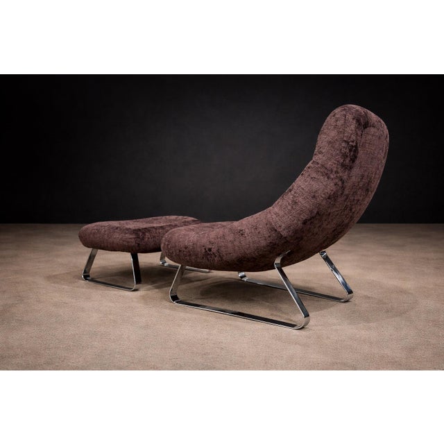 Mid-Century Modern Mp-163 “Earth” Lounge Chair With Ottoman in Tufted Velvet Upholstery, Percival Lafer, 1976 For Sale - Image 3 of 15