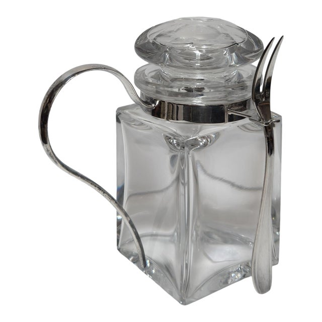 Baccarat French Art Deco Crystal Pickle Jar Castor For Sale