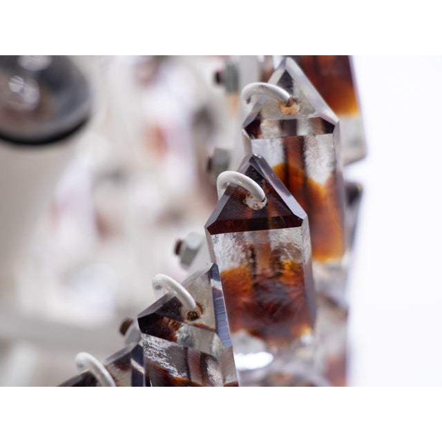 5-Tier Triedi Chandelier with Amber Murano Glass Prisms, 1960s For Sale - Image 11 of 14