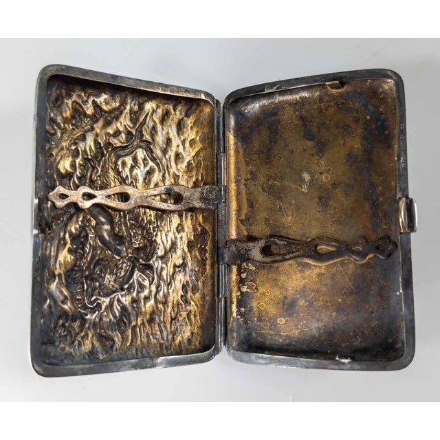 20th Century American Sterling Silver Cigarette Case With Siren & Dolphin by Battin & Co. For Sale - Image 11 of 15