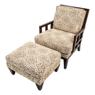 Organic Modern Carved Walnut Club Chair W/ Ottoman Att Berman Rosetti For Sale