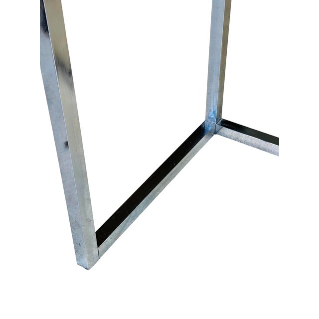 1970s Willy Rizzo–Style Chrome & Glass Writing Desk | Geometric Hollywood Regency Console Table For Sale - Image 10 of 13