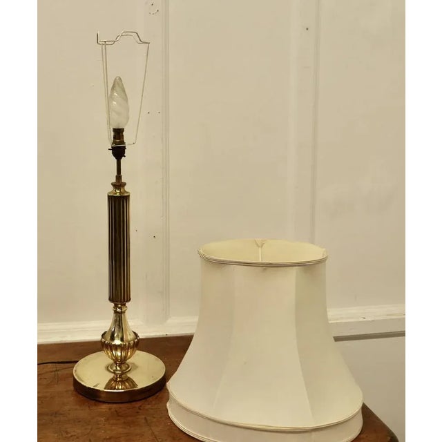 Central Brass Column Table Lamp, 1960s For Sale - Image 3 of 10
