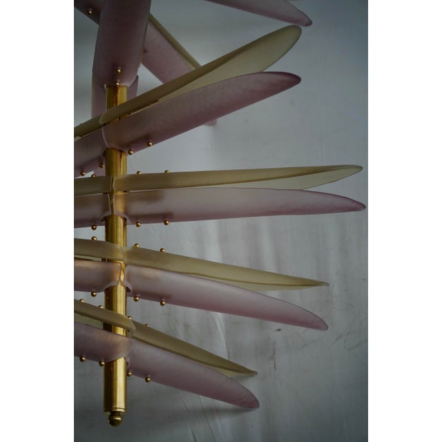 Helix Pink and Amber Art Glass Pendant Light, 2000 For Sale - Image 6 of 8