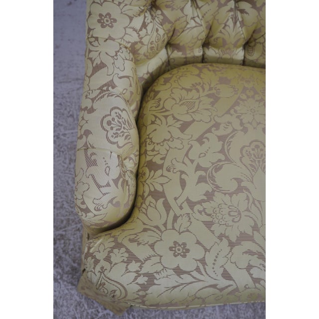 Textile Hickory Chair Co Quality Damask Upholstered Swivel Club Chair For Sale - Image 7 of 18