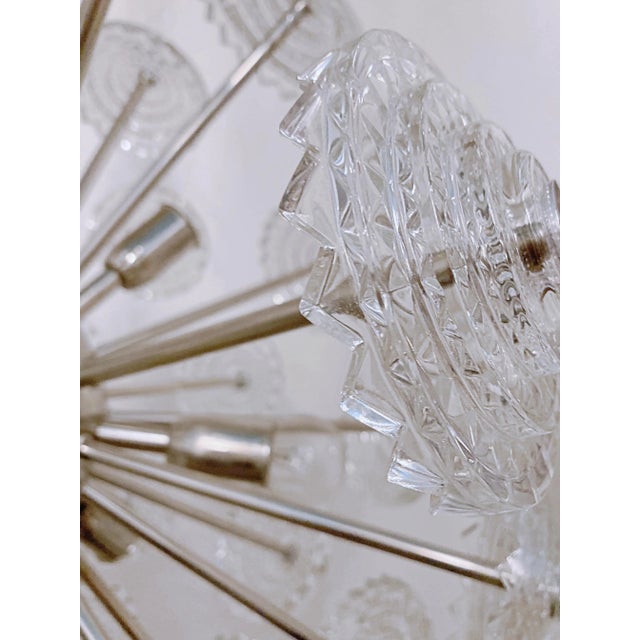 Mid 20th Century Glass & Brass Dandelion Sputnik Chandelier For Sale - Image 4 of 8