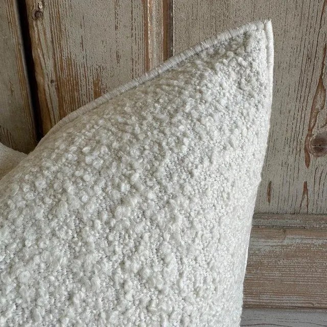 French Boucle French Toile White or Tweed Style Pillow With Down Feather Insert For Sale - Image 3 of 6