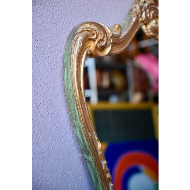 Wood Baroque Gilt Table Mirror in Carved and Stuccoed Wood, 1950s For Sale - Image 7 of 9