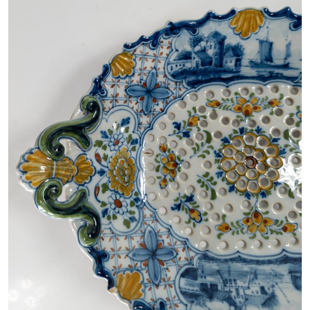 Ceramic 19th Century Dutch Delft Faience Bowl With Polychrome Pierced Design For Sale - Image 7 of 16