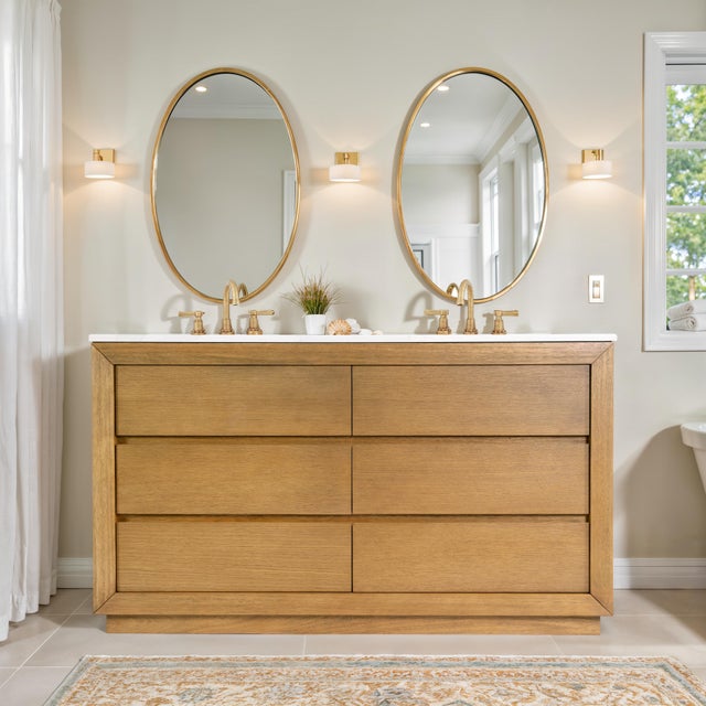 With its sleek, minimalist lines and natural wood tones, the Butler Specialty Company Brady Wood & Quartz Double Sink...
