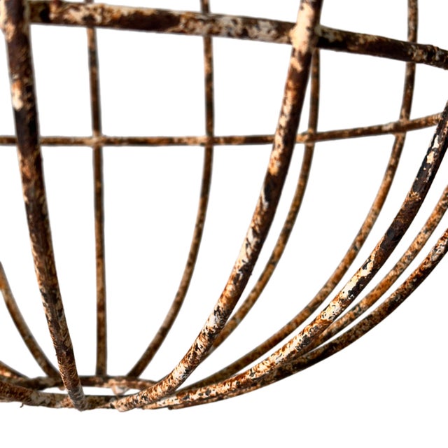 Early 20th Century Antique Round Chippy Shabby Chic Hanging Planter Baskets - A Pair (2) For Sale - Image 5 of 9