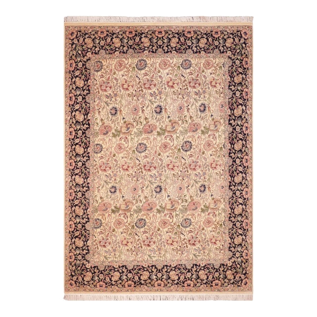 Shabby Chic Irfan Pak-Persian Beige/Blue Wool Rug - 8'1'' X 10'2'' For Sale