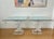 Pair of vintage mid-century modern stacked lucite helix spiral tables with thick heavy beveled glass tops that sit on top...