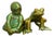 Late 20th Century Zsolnay Eosin Hungarian Iridescent Green Art Deco Frog & Girl Figurines 3" For Sale
