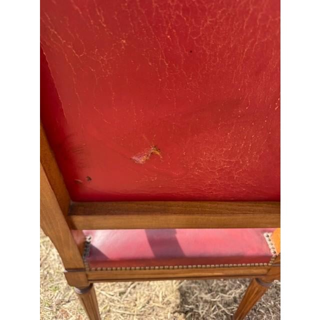 19th Century Large 19th Century Leather French Louis XVI Bergere or Armchair- A Pair For Sale - Image 5 of 16