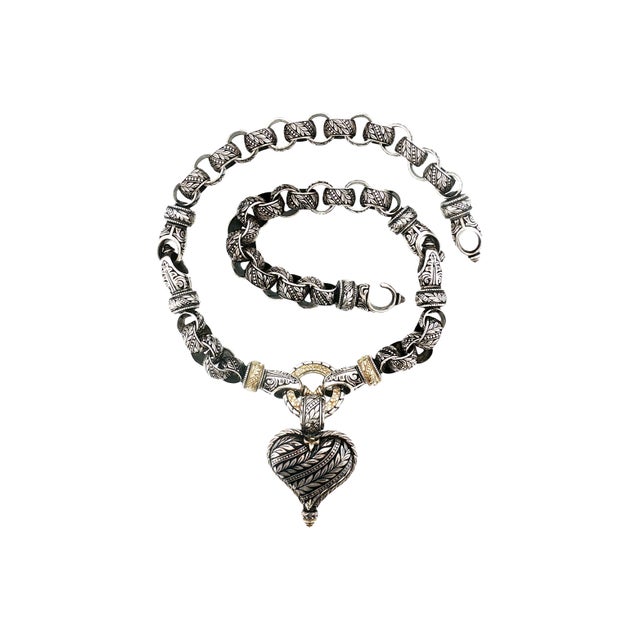 Silver Late 20th-Century Sterling and 18k Bowman Original Reversible Heart Necklace For Sale - Image 8 of 12