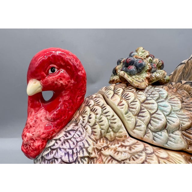 Vintage Ceramic Turkey Cookie Jar With Berry Detail – Thanksgiving / Fall / Country Cottage For Sale - Image 11 of 15