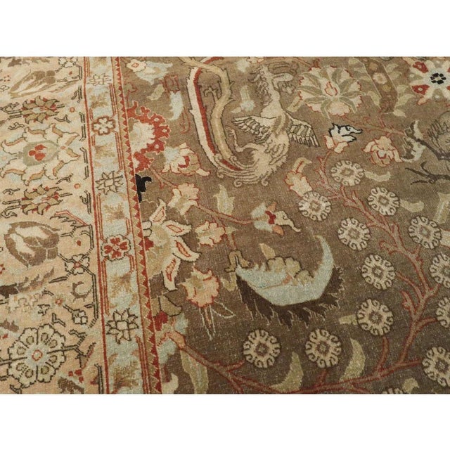 Galerie Shabab Collection Early 20th Century Handmade Persian Pictorial Tabriz Accent Rug For Sale In New York - Image 6 of 10