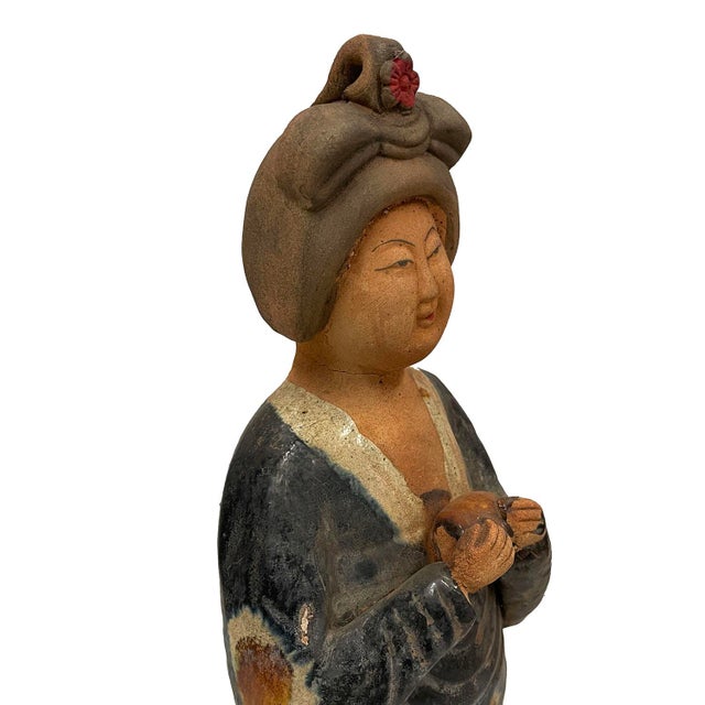 Mid 20th Century Vintage Chinese Tang Tri-Colored Glazed Tomb Ceramic Statue For Sale - Image 5 of 10