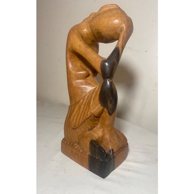 Antique Hand Carved Abstract Modernist Nude Lady Wood Figural Sculpture Statue For Sale - Image 9 of 12