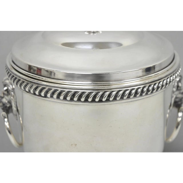 Silver Antique English Regency Lion Head Silver Plated Covered Bar Ice Bucket For Sale - Image 8 of 17