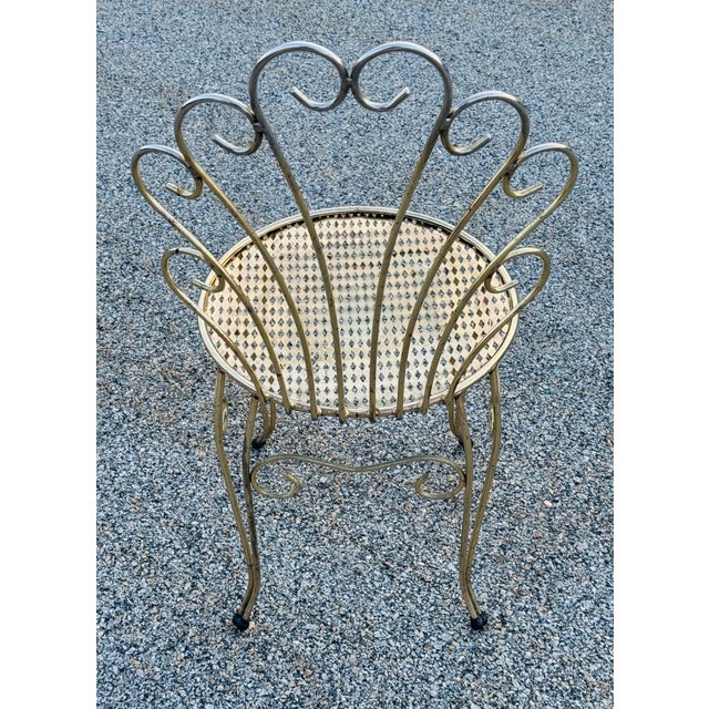1960s Vintage 1960s Gold Metal Vanity Chair For Sale - Image 5 of 7