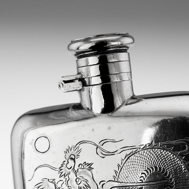 Chinese Silver Hip Flask, Canton, 1920s For Sale - Image 4 of 13