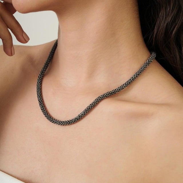 Blue 49.9 CTW Sterling Silver Midnight Blue Sapphire Statement Necklace For Sale - Image 8 of 11