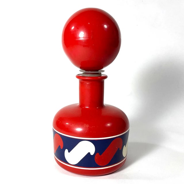 Glass Italian Mod Painted Glass Decanter For Sale - Image 7 of 7